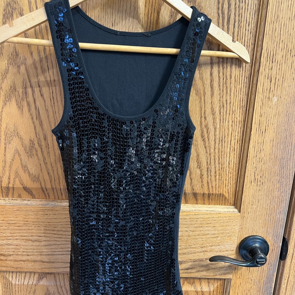Black Sequin Tank Top